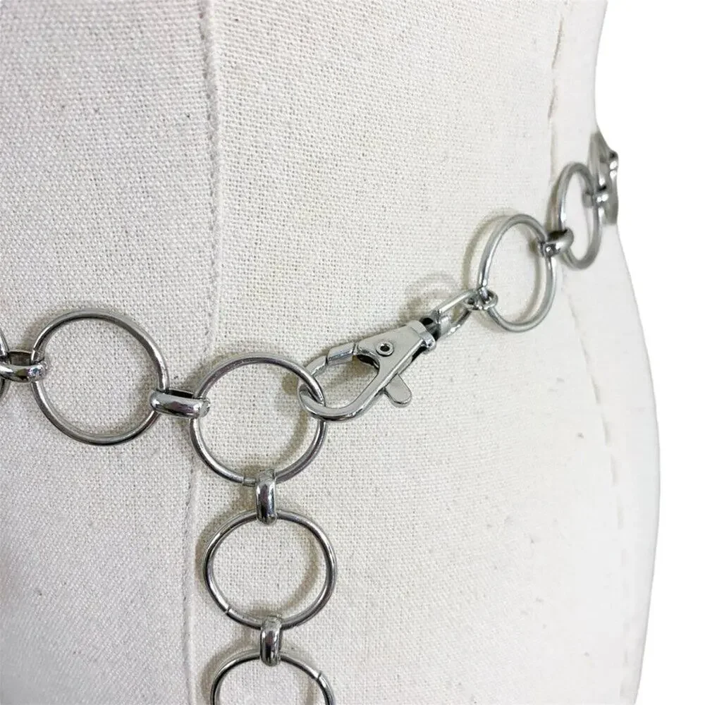 Vintage Y2K Silver Circle Chain Belt EUC Adjustable Lobster Claw Clasp